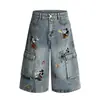 Pantalones Casuales de Pierna Ancha Bordados de Dibujos Animados Estilo Americano Nuevos de Alta Calidad 2026, Pantalones Cortos de Moda para Jóvenes, Suministro al por Mayor 34