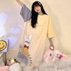 Camisola de Noite Novo Estilo para Mulheres, Verão Gola Redonda Alta Moda, Doce e Fofa, Tamanho Plus, Modelagem Solta, Pode Ser Usada Fora, Roupa de Descanso, Estilo Ins