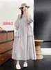 Vestido Estilo Bosque con Bordado Pesado, Bordado Dulce Estilo Japonés, Vestido Suelto Casual de Algodón y Lino para Invierno