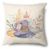 Funda de Almohada Halloween Calabaza Divertida Transfronteriza Amazon Estampado de Lino Funda Decorativa para Cojín de Sofá del Hogar