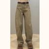 Calça jeans cáqui perna larga feminina outono novo corpo em forma de pêra plus size solto emagrecimento estilo americano calças retas facão