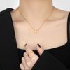 Estilo doce em nicho novo colar de diamante em forma de coração com chave, personalidade da moda, corrente de clavícula de aço de titânio banhado a ouro em forma de coração