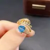 Anillo de Topacio Natural Transfronterizo Accesorios para Mujer Nicho de Alta Gama Joyería de Plata 925 7*7 Joyería de Lujo Venta Directa de Fábrica