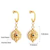 Pendientes Redondos con Ojo de Buey y Diamantes Transfronterizos, Diseño Único, Aretes de Moda y Tendencia, Pendientes de Acero Inoxidable