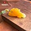Colgante 3D del Gallo del Zodiaco de Jade Amarillo Natural, Colgante de Jade Amarillo para Hombres y Mujeres, Auspicioso Regalo de Cumpleaños que Atrae la Riqueza