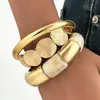 Pulsera de Borde Ancho con Superficie de Espejo de Venta Caliente Transfronteriza Europea y Americana, Pulsera Brillante Exagerada Personalizada, Pulsera de Resina Acrílica