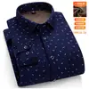Popular Camisa Masculina Quente de Inverno com Veludo Engrossado de Manga Longa Xadrez Roupa Casual para Pais de Meia-Idade e Idosos