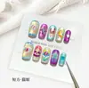 40 Piezas de Uñas Postizas Desmontables de Moda con Diseño de Corazón Degradado y Brillantes Pegatinas para Uñas Ojo de Gato