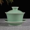 Porcelana Blanca Sancai Tazón con Tapa Porcelana Azul y Blanca Cerámica Kung Fu Tazón con Tapa Juego de Té Taza de Té Tazón Celadón Olla de Captura Manual Tazón de Té Venta al por Mayor