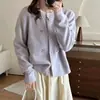 Cardigan de Tricô Fresco Tridimensional de Cereja Estilo Coreano Outono e Inverno Gola Redonda de Botão Único Suave Macio Cera Redutor de Idade Jaqueta Suéter