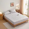 Lençol de Cama Impermeável de Algodão Cru Classe A, Capa de Colchão Transfronteiriça Personalizada, Cobertura de Cama Antiderrapante, Lençol de Cama Acolchoado Meio Coberto com Padrão de Peônia
