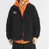 Chaqueta de estudiante con cuello alto de forro polar para pareja, abrigo casual de lana de cordero, chaqueta estilo japonés, sudadera de forro polar para hombre, otoño e invierno
