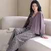 Pijama de Algodón Puro para Mujer, Conjunto de Tres Piezas, Camisola Sexy, Nuevo Estilo Primavera y Otoño 2026, Manga Larga, Pantalón Largo, con Almohadillas en el Pecho, Ropa de Casa