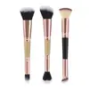Traje de brochas de maquillaje multifuncional de doble cabeza directo de fábrica, brocha para polvos, brocha para colorete, brocha para contorno, juego de 3 brochas de maquillaje, brocha