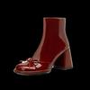 Botines Nuevos de Charol 2026 para Mujer, Estilo Francés Otoño e Invierno con Lazo y Tacón Alto, Zapatos Rojos de Novia en Varios Tamaños, Zapatos de Boda