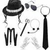 Chapéu de Lantejoulas para Performance de Palco Disco Conjunto de Gravata e Luva Atacado Acessórios para Fantasia Michael Jackson