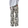 Jeans de Pierna Recta Camuflaje Gris y Blanco Transfronterizo Estilo Americano High Street Casual a Juego para Parejas Tendencia Cleanfit
