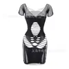 Lingerie Sexy Malha Fishnet Bodycon Saia Peça Única Tubinho Vazado Transparente Conjunto W425
