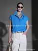 Chaleco Camisa Estilo Chic Francés Nuevo Versátil Ropa de Trabajo Top de Manga Corta de Gama Alta Estilo Coreano Camisa Holgada
