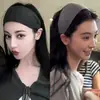 Faixa de cabeça de tricô estilo coreano de aba larga, presilha de cabelo estilosa e moderna, faz o rosto parecer menor, faixa de cabeça antiderrapante para lavar o rosto, acessório de cabelo para mulheres