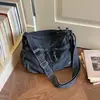 Bolso de Mezclilla Lavada Color Sólido Casual Sencillo Retro para Viajes Cotidianos 2026 Nuevo Moderno Bolso de Hombro Cruzado con Textura
