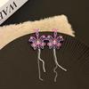 Collar de cuentas de cristal rosa con mariposas, elegante y fresco, para mujer, ligero, lujoso, de alta gama, con aretes tipo gargantilla y cadena para clavícula.
