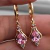 Amazon Cross-border Mulheres Populares Brincos de Zircão Roxo All-match Gota Em Forma de Diamante Elegante Multicolorido Pingente Jóias