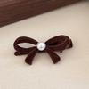 Horquilla de terciopelo rojo para mujer, otoño e invierno, flequillo, clip lateral, elegante lazo de perla, clip de pico de pato, horquilla rota en la frente