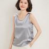 Camisola Suelta de Color Sólido para Mujer 2025 Top de Primavera y Verano Sin Mangas Traje Corto de Satén Ropa Interior de Seda de Morera para Mujer