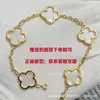 Pulsera de trébol de cinco hojas de alta gama, chapada en oro V de alta calidad con oro de 18 quilates, unisex, versátil, elegante y lujosa