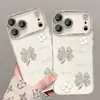 Pulsera de trébol de cuatro hojas con diamantes brillantes adecuada para funda de teléfono Apple 17promax iphone15 lujo ligero 16 sensación de alta gama 14 para mujeres