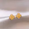Brincos de Zircônia de Cristal Amarelo de Luxo Leve Estilo Francês para Mulheres, Design de Nicho, Brincos de Alta Qualidade, Brincos Versáteis, Novo Estilo