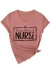 Enfermera registrada Amazon eBay estación independiente moda casual temperamento camiseta de mujer de manga corta con cuello en V