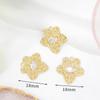 Brincos pingente geométricos simples vazados com diamante, banhados a cobre estilo coreano, ouro 14k real, material para acessórios de joias DIY