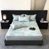 Lujo Ligero Jacquard Carbón Hielo 900D Sábanas Colchonetas Suaves Refrigeradas Clase Amigable con la Piel Transpirable Lavables a Máquina Colchoneta de Seda de Hielo para Dormir Desnudo