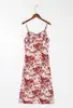Moda Europeia e Americana 2024 Cintura Alta Slim-fit Emagrecedor Estampado Alça Única Vestido Longo Vestido de Alça Cintura Alta Moda Sexy
