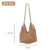 Bolsa de Praia de Algodão Trançado Vazado Versátil Moda Casual Férias Trabalho Estilo Artístico Bolsa de Palha Bolsa de Ombro de Mão