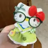 Lindo Peluche Auténtico Llavero de Hello Kitty Lindo Sombrero de Fresa Falda a Cuadros Lindo Colgante para Bolso de Muñeca