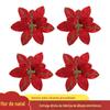 Flor de Natal Popular da Amazon Flor com Pó Dourado de Camada Dupla Decoração de Natal Flor de Natal de Veludo Digital Vermelho
