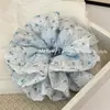 Estilo Coreano Estilo Fresco Azul Floral Anillo para el Cabello de Intestino Grueso Cuerda de Atar de Costura Combinada Versátil de Gama Alta para Mujer Cuerda para el Cabello Estilo Nuevo 2025