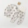 Conjunto de veludo macio para bebê, roupa de recém-nascido sem costura de cintura alta, roupa íntima térmica de outono e inverno para bebês meninos e meninas, roupa para casa, pijama