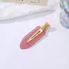 Pinza de Acetato Rosa con Purpurina, Pinza para el Cabello Girly de Acrílico Sin Marcas, Pinza Recta para Flecos y Cabello Suelto