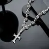 Collar con Cruz de Acero de Titanio Transfronterizo para Hombres, Moderno y a la Moda, Diseño Personalizado, Pulsera para Hombres, Joyería de Lujo Ligero para Mujeres