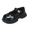 Zapatos negros de cuero para niños, colección de otoño 2026 de moda, zapatos de princesa estilo británico con lazo para niñas, para niños de talla mediana y grande