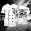 AliExpress transfronteiriço camiseta masculina de manga curta personalidade chef restaurante impressão 3D casual solta manga curta venda direta da fábrica