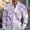 2026 Camisa Casual Masculina da Moda de Manga Longa Camisa com Estampa Digital Transfronteiriça Nova Moda Masculina Camisa Retrô da Moda