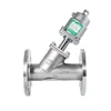Válvula de Assento Angular Pneumática com Flange de Aço Inoxidável 304 Resistente a Altas Temperaturas de Vapor Válvula de Bloqueio Tipo Y Dn25 32 40 Válvula de Controle de Ar