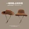 Sombrero Vaquero Occidental Retro Americano para Hombres y Mujeres, Ala Ancha, Gamuza, Adelgazante, Correa a Prueba de Viento, Sombrero para Senderismo y Camping al Aire Libre