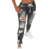 Jeans Elásticos de Cintura Alta para Mujer 2023 Amazon Aliexpress Transfronterizos Europeos y Americanos Pantalones de Pierna Estrecha con Cordones Rotos