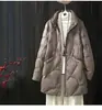 Chaqueta de Plumón Blanca para Mujer, de Otoño e Invierno, con Cuello, de Grosor Medio-delgado, Moda Suelta Cálida, de Longitud Media, Estilo Xiangyun